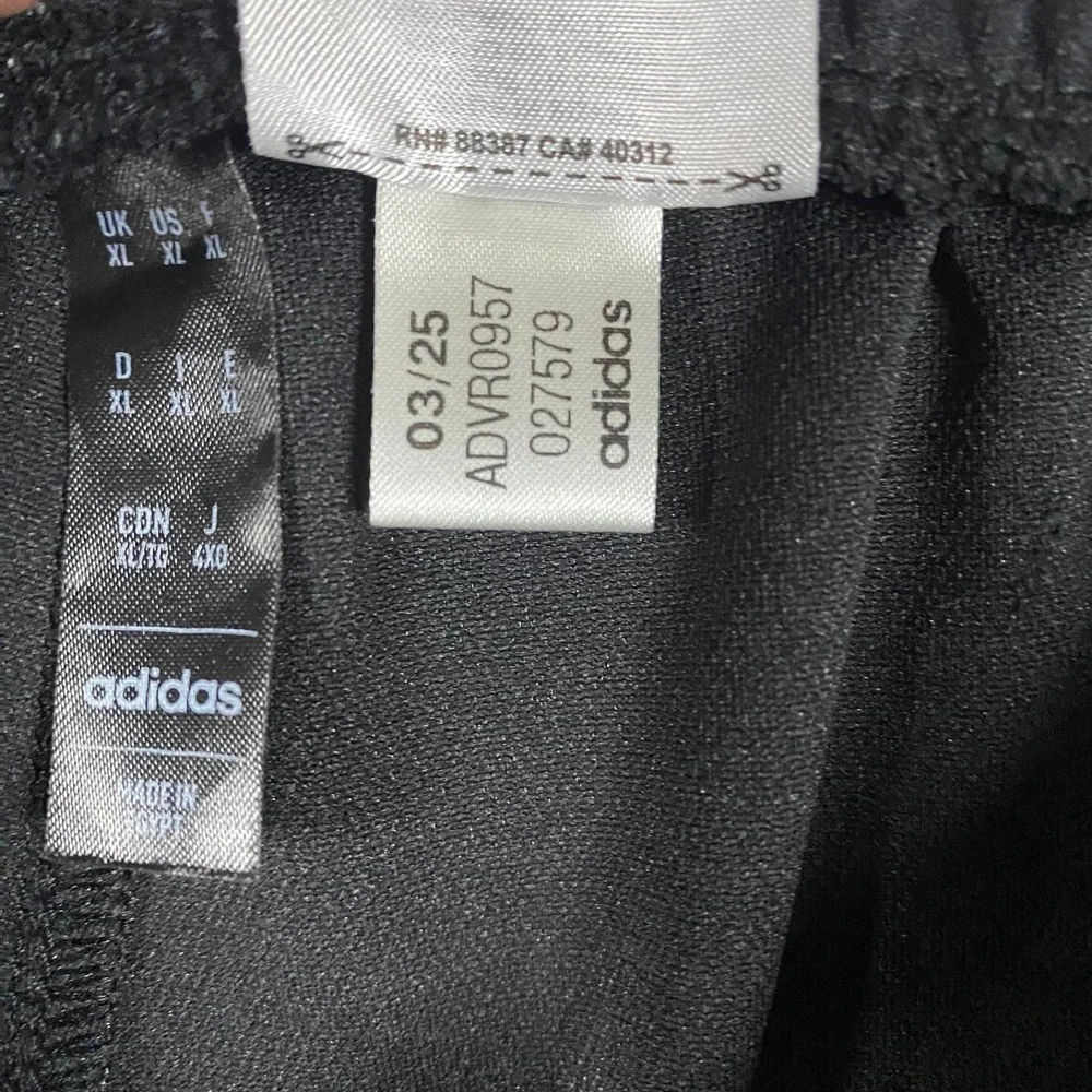 Adidas Mens Black White Three‎ Stripe Athletic Track Pants Elastic Waist XL